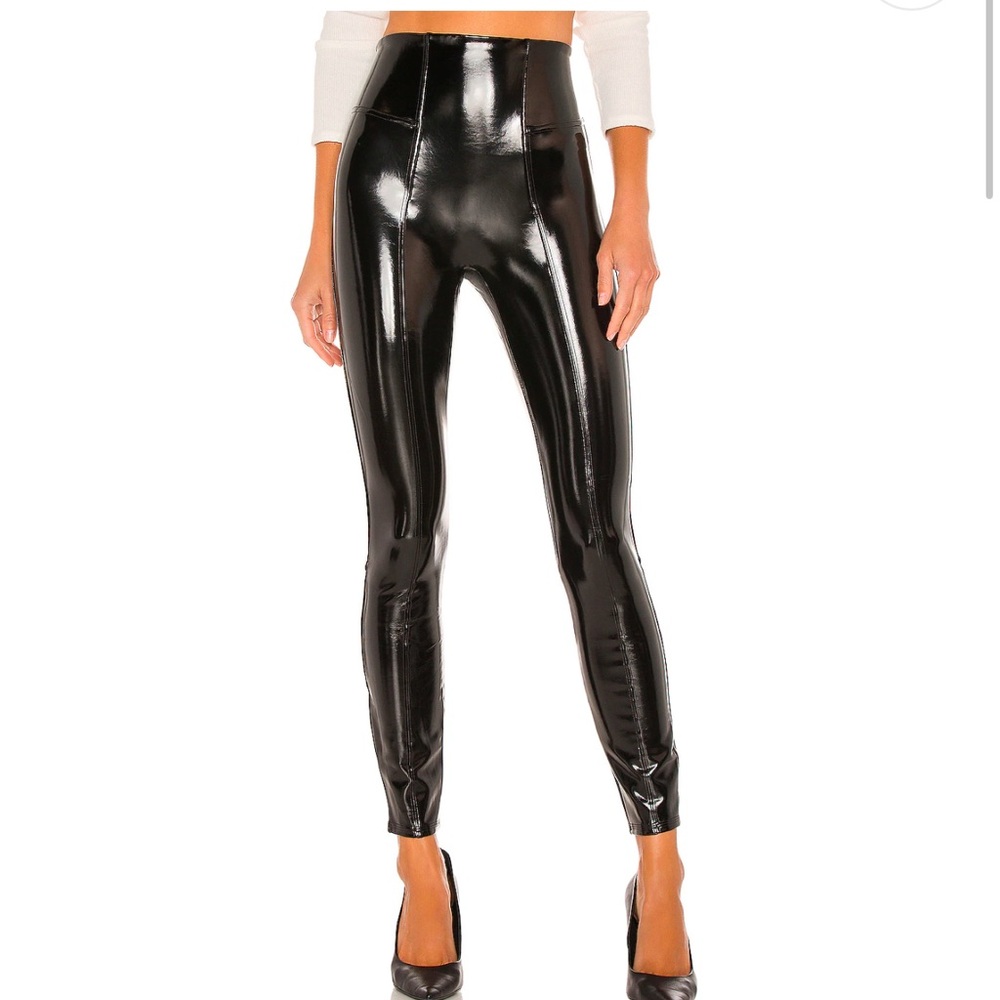 Spanx Faux Patent Leather Leggings, Classic Black, Regular Inseam, Size M